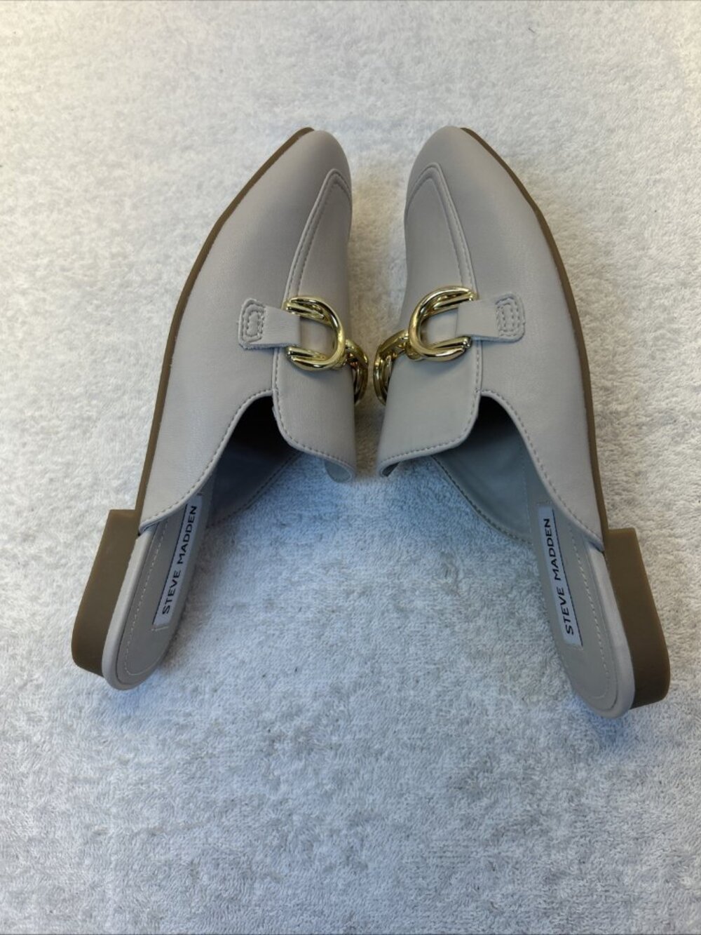 Steve Madden Glacier Slide Mule Bone Gold Chain Decoration Top New Women SZ 6.5 - Picture 4 of 10
